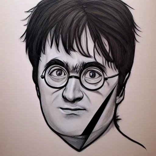 Image similar to Portrait of Harry Potter with highly stylized, geometric face makeup, intricate