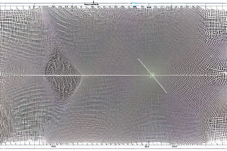 Image similar to map of a complex cave system made out of multiple overlays of complex scientific data visualized on top of each other, bar charts, plexus, thick and thin lines, waveforms on top of square charts, topographic scan, space molecules, radio signals, negative space