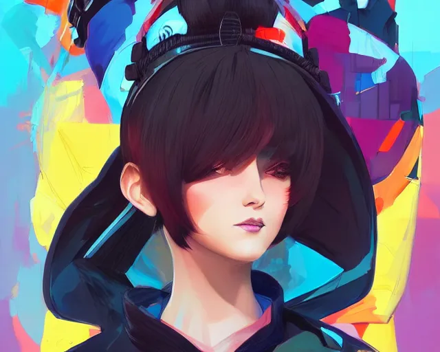 Prompt: poster woman with futuristic streetwear and hairstyle, colourful, cute face, dynamic portrait, intricate eyes,, beautiful, elegant, Anime by Kuvshinov Ilya, Cushart Krentz and Gilleard James, 4k, HDR, Trending on artstation, Behance, Pinterest, award winning