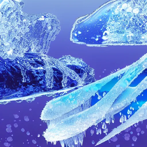Image similar to icy submerged transparendigitalart leaked aquatic noticing animation