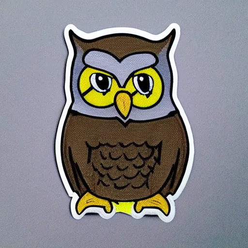 Prompt: !!! sticker!!! close - up anthropomorphic owl wearing a hoodie,