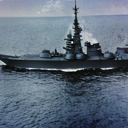 Prompt: color photo of japanese battleship yamato, hyperdetailed, clolor photograph