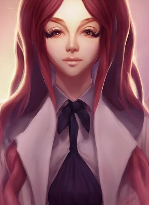 Prompt: beautiful portrait of a Lawyer who looks like Celestia Ralgris anime, character design by Ross Tran, artgerm detailed, soft lighting