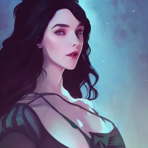 Image similar to Yennefer, ambient lighting, 4k, alphonse mucha, lois van baarle, ilya kuvshinov, rossdraws, artstation