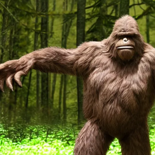 Prompt: bigfoot hunting a human