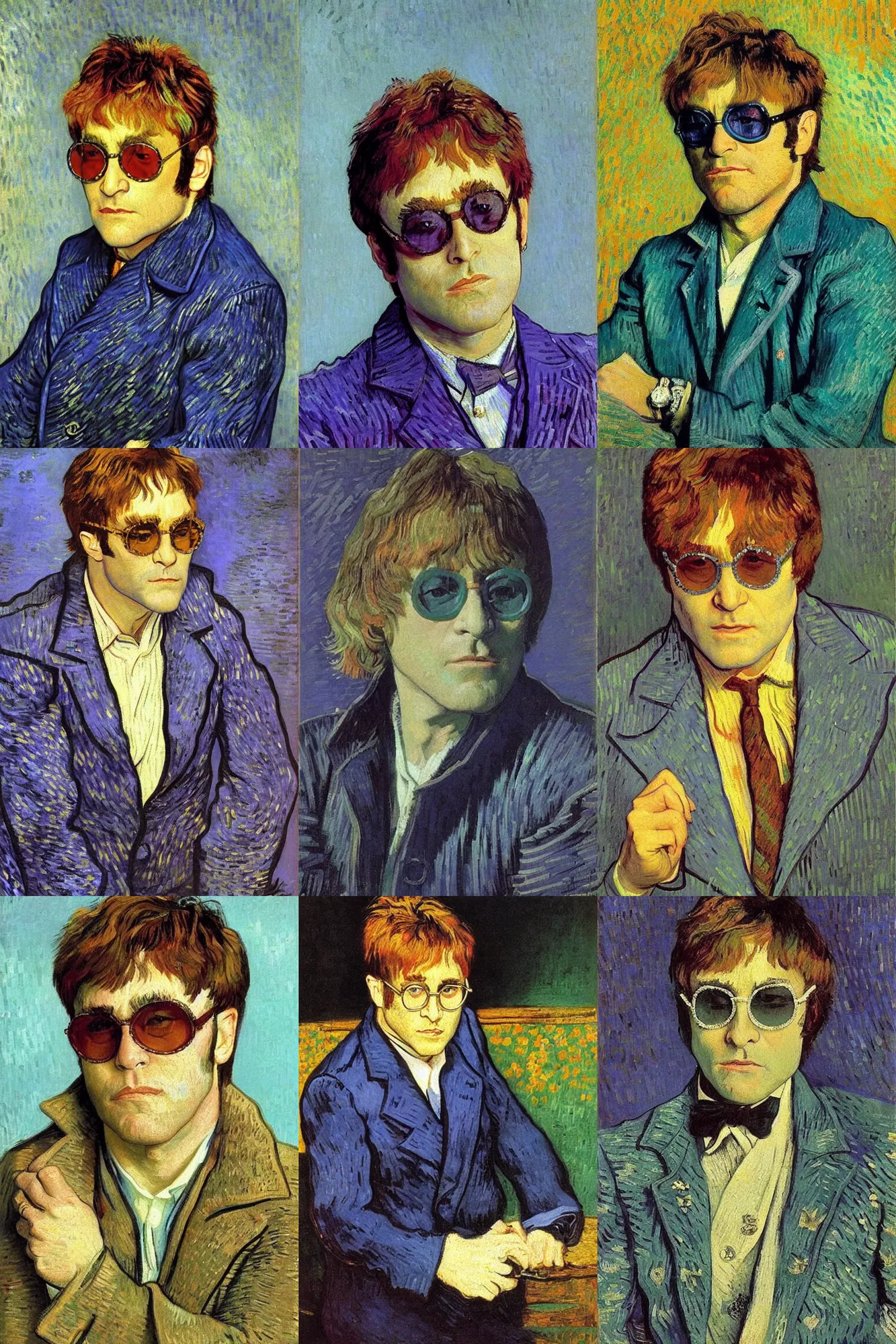 Prompt: Portrait of Elton John Lennon in 1880 by Van gogh and greg rutkowski