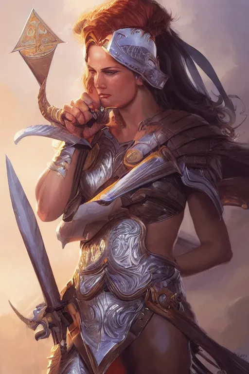 Image similar to amazon valkyrie athena, d & d, fantasy, portrait, highly detailed, headshot, digital painting, trending on artstation, concept art, sharp focus, illustration, art by artgerm and greg rutkowski and magali villeneuve