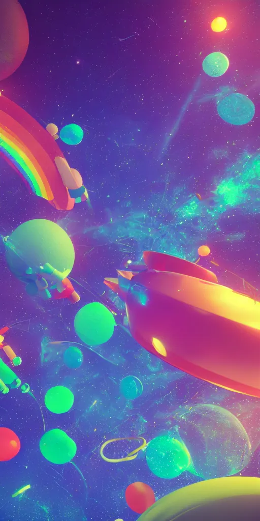 Prompt: 🚀🌈🤩, octane 3 d render