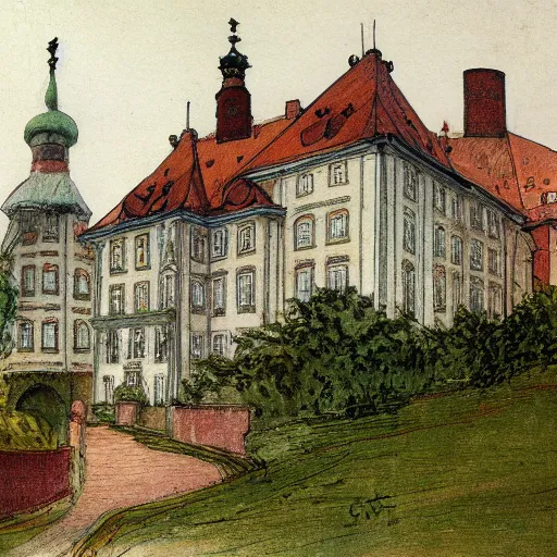 Image similar to Gripsholms castle in the style of carl larsson