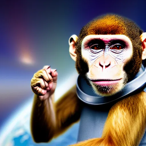 Image similar to High quality photo of a monkey astronaut