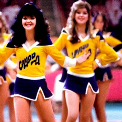 Prompt: phoebe cates as a cheerleader, 4 k, cinematic
