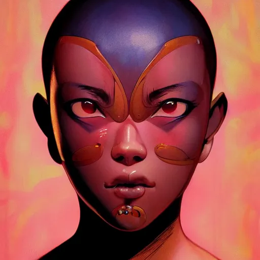 Image similar to prompt : blade character portrait soft light painted by james jean and katsuhiro otomo and erik jones, inspired by evangeleon anime, smooth face feature, intricate oil painting, high detail illustration, sharp high detail, manga and anime 1 9 9 9