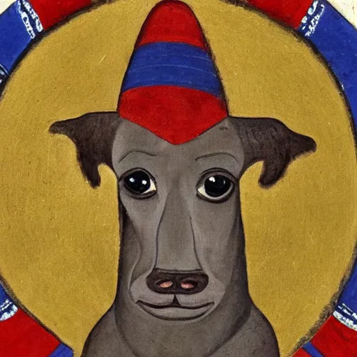 Image similar to portrait of a peruvian hairless dog as incan emperor, incan painting 1 3 0 0