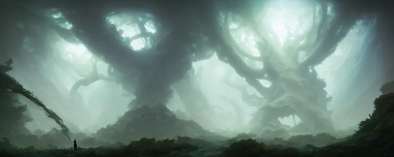 Image similar to cloud forest by peter mohrbacher and craig mullins and james jean and marc simonetti and mark rothko