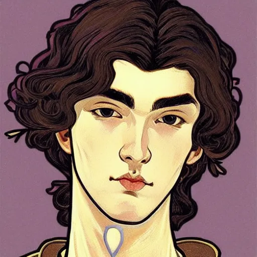 Prompt: painting of young handsome beautiful paladin elf!! man with long! wavy dark hair in his 2 0 s named shadow taehyung minjun at the blueberry party, wearing armor!, elegant, clear, painting, stylized, delicate, soft facial features, art, art by alphonse mucha, vincent van gogh, egon schiele,