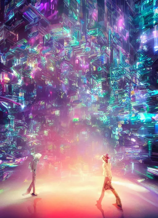 Prompt: cinematic shot cyberspace of creativity, very large floating translucent videos, hyper realistic, mood lighting, fantasy, detailed happy people creating diverse art hands in the air, big video statues, highly detailed, super realistic, perfect lighting pixel sorting, style sheet