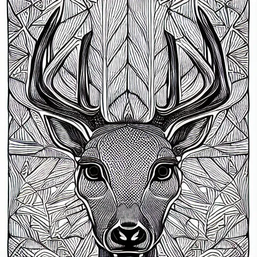 Prompt: a symmetrical portrait illustration of a deer black and white hand drawn sketch on artstation 4 k intricate extremely detailed digital art by alex grey