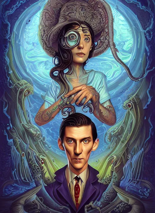 Prompt: lovecraft lovecraftian portrait of arthur, pixar style, by tristan eaton stanley artgerm and tom bagshaw, dali