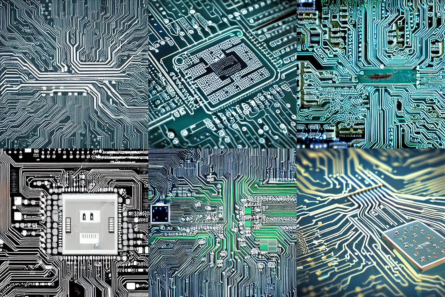 Prompt: neuromorphic chip, integrated circuit, human brain, neurons and synapses, printed circuit board, detailed, in style of digital illustration