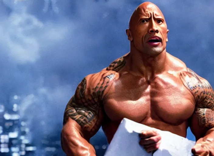 Prompt: film still of Dwayne Johnson as Doctor Evil from Austin Powers