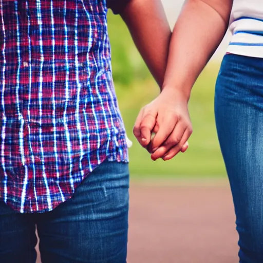 Prompt: cute couple holding hands. 4K. award winning photography