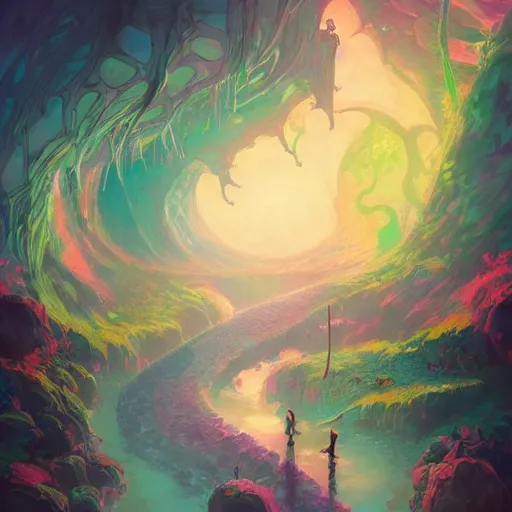 Image similar to a beautiful and vivid and colorful and trippy Andreas Rocha fantasy illustration with pastel colors of the krebs cycle, featured on artstation, 8k hq