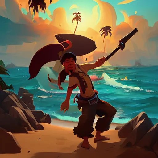 Image similar to painting treasure on sea of thieves game smooth median photoshop filter cutout vector, behance hd by jesper ejsing, by rhads, makoto shinkai and lois van baarle, ilya kuvshinov, rossdraws global illumination