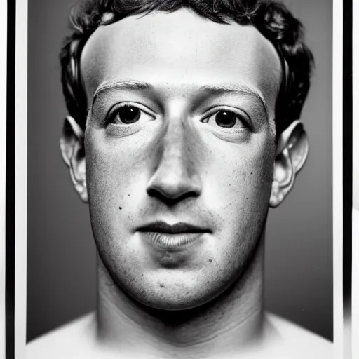 Prompt: a portrait of Mark Zuckerberg, by Man Ray, photography in black and white, 1930