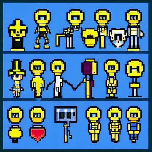 Image similar to “ pixel art designs of new undertale characters. ”