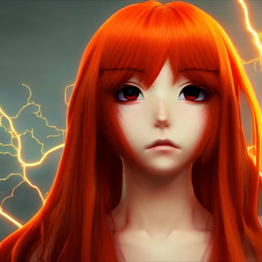 Prompt: render as a very beautiful 3 d anime girl, long braided orange red hair, hazel eyes, full round face, short smile, cinematic lightning, medium shot, mid - shot, highly detailed, trending on artstation, unreal engine 4 k, cinematic wallpaper