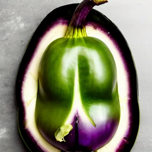 Prompt: eggplant with the face of elon mask,