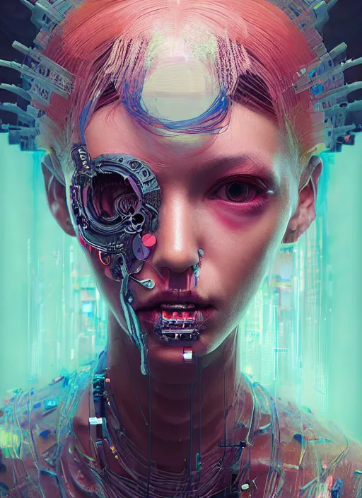 Image similar to 3 d, cyberpunk monster girl, intricate oil painting, high detail, figurative art, multiple exposure, poster art, 3 d, by tooth wu and wlop and beeple