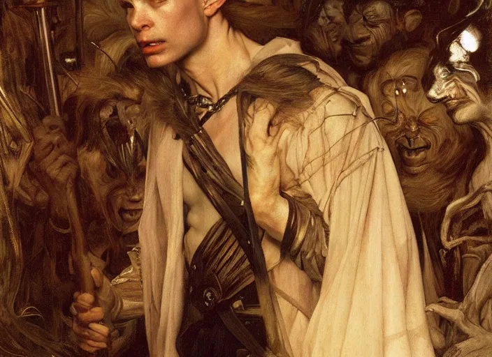 Prompt: jared the goblin king by edgar maxence and caravaggio and michael whelan and delacroix style, artistic, intricate painting, cinematic lighting, hyper realistic, extremely detailed, establishing shot, 8 k resolution, dramatic lighting