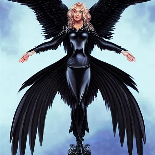 Prompt: a robed raven angel with iridescent black raven wings, by Artgerm, Steve Argyle, Mark Brooks, Jim Burns