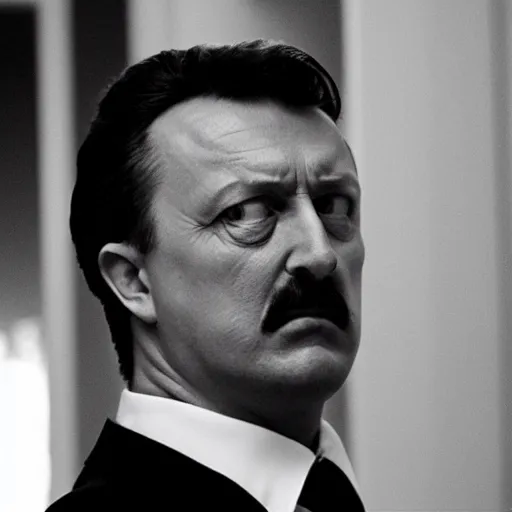 Image similar to Igor Ghirkin Strelkov as The American Psycho doing the Bateman stare, cinematic still