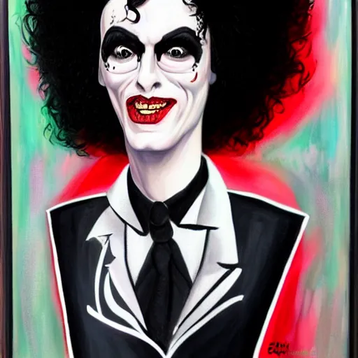 Image similar to painting of Dr Frank-n-furter, 8k high definition high quality