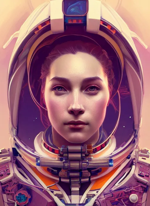 Prompt: symmetry!! portrait of an astronaut, floral! horizon zero dawn machine, intricate, elegant, highly detailed, digital painting, artstation, concept art, smooth, sharp focus, illustration, art by artgerm and greg rutkowski and alphonse mucha, 8 k