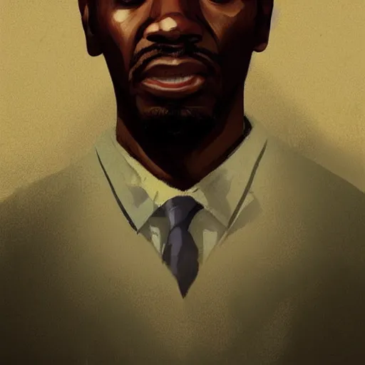 Image similar to old black man face, flat background, greg rutkowski gta san andreas art