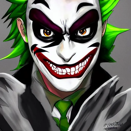 Image similar to Joker looks like Naruto, Joker as Naruto, high quality art, artbreeder, artstation