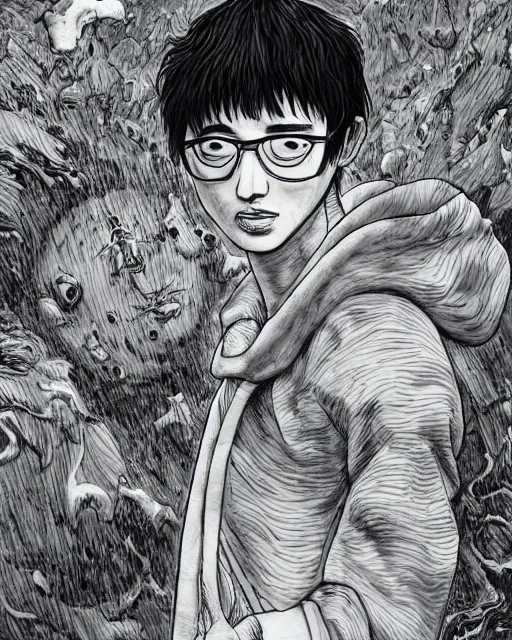 Prompt: Filthy Frank drawn by Kentaro Miura, manga, hyper detailed, maximalist, 8k, High Definition, portrait