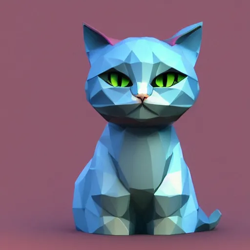 Prompt: a lovely cat sending kisses, low poly, artstation