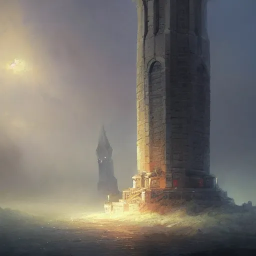 Image similar to a beautiful painting of a dark souls buildings by ivan aivazovsky and rhads and greg rutkowski and james gurney, in style of digital art, large crystal pillar, magic, mystic, hyper detailed, sharp focus, soft light. octane render. ray tracing. trending on artstation