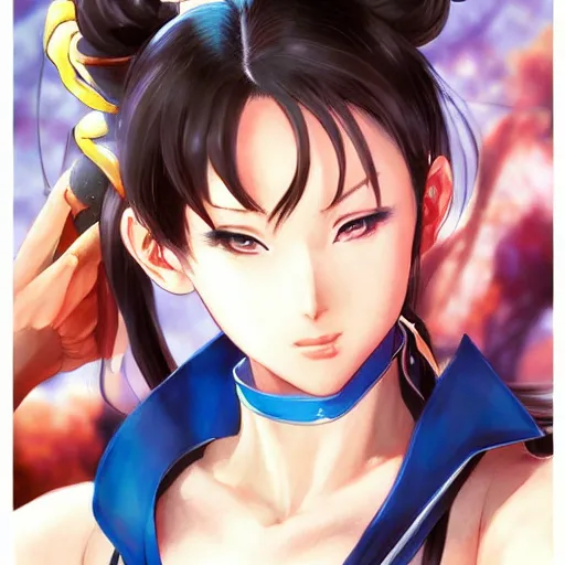 Image similar to A semi realistic anime portrait of Chun li, by Stanley Artgerm Lau, WLOP, Rossdraws, James Jean, Andrei Riabovitchev, Marc Simonetti, and Sakimichan, tranding on artstation, SFW version