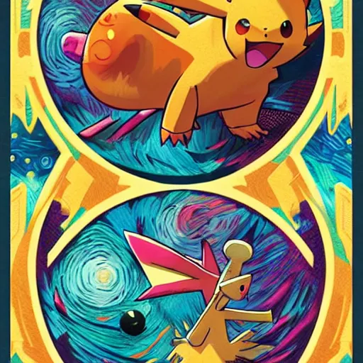 Image similar to pokemon card by Josan Gonzales and Dan Mumford, Highly Detailed, concept art, 8k unreal engine, van Gogh paintings style, h