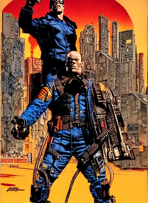 Image similar to cyberpunk the punisher. portrait by clyde caldwell and jean giraud and anton otto fischer and john philip falter and will eisner and gil elvgren