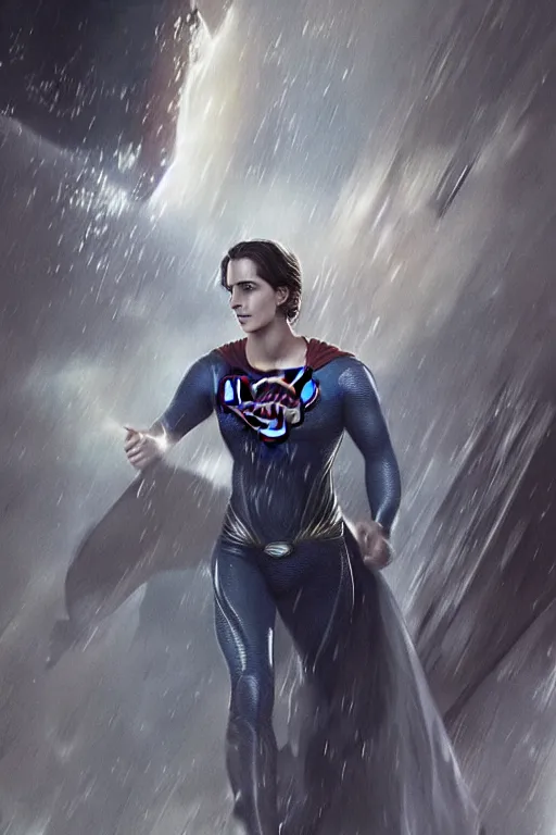 Image similar to a fancy close up of Man of Steel cast as Emma Watson by Greg Rutkowski, full body shot