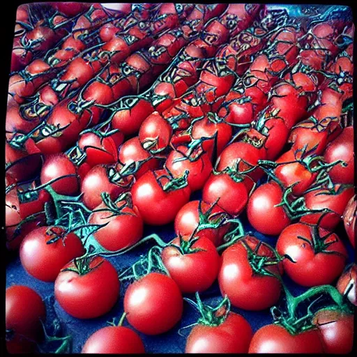 Prompt: attack of the killer's tomatoes. h r giger style