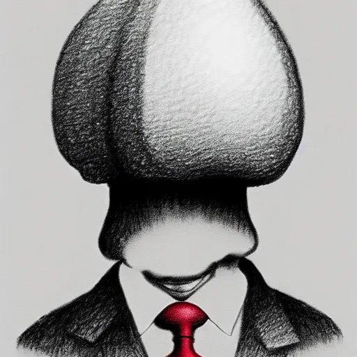 Image similar to vladimir putin as a mushroom cloud, cartoonish, ultra detailed pencil drawing