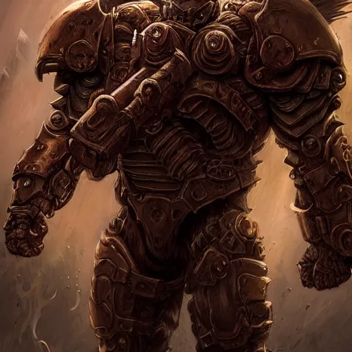 Image similar to fantasy art of doom guy, intricate, smooth detailed, marine armor, cgsociety, doom hell theme
