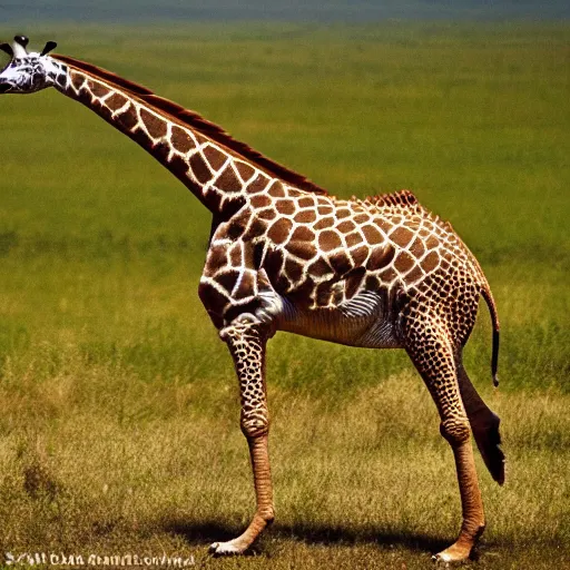 Image similar to a Giraffe with the armor of a pangolin, national geographic photograph